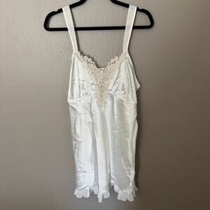 LINEA DONATELLA Ivory Lace Mini Slip Dress Size XL V-Neck Wedding Day sleepwear